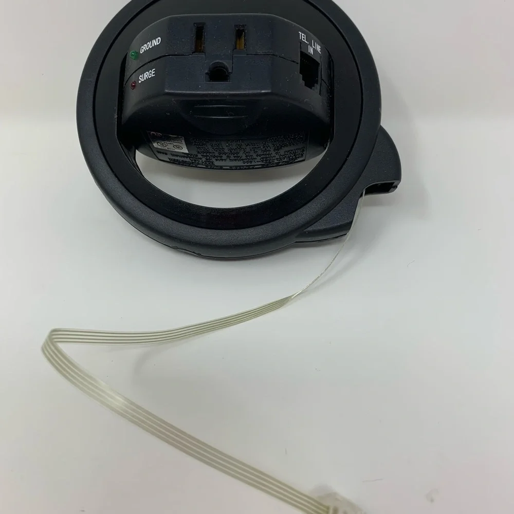 Fellows Black Power Outlet with Surge Protection